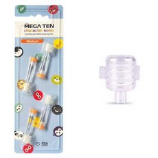 MEGA TEN 兒童電動牙刷中型替換刷頭 4入+刷頭防塵蓋, 單品, 1組