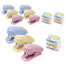 포포팬시 2000 햄치 미니 스테이플러 3종 + 33호침 3종, 옐로우, 블루, 핑크, 3세트