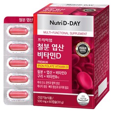 Nutri D-DAY 優質鐵質 葉酸 維他命D 30g, 1個, 60錠