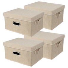 JnC 多用途收納盒, 米色, 小(32 x 24 x 17.5 cm), 4個