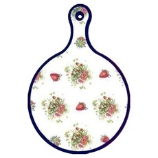 Roem Design 藍色版雙面圓形上菜砧板 草莓藝術圖案, 肉紅色, 1個