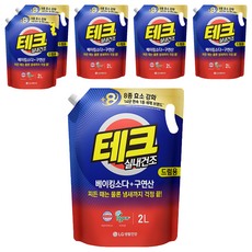 테크 베이킹소다 플러스 구연산 실내건조 액체세제 드럼용 리필, 2L, 6개