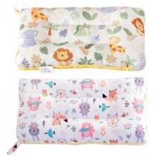 Annette 100%純棉可水洗兒童枕頭 小夥伴 + 好朋友 米色 柔軟透氣 呵護寶寶睡眠, 28 x 48cm