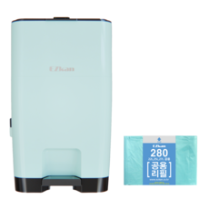 EZkan 可兼容垃圾計量袋雙色尿布垃圾桶 + 補充捲筒組, 雙色薄荷綠, 27L, 1個