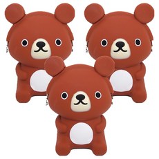投影設計矽膠小熊包, 棕色, 3個