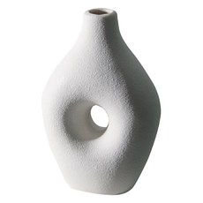 KUIBAO 快豹生活 Plain北歐樸素中空幾何花瓶, 中空小圓 白色