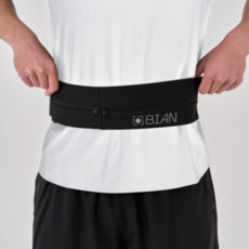 Bian 男女通用雙口袋智慧型手機運動腰帶, 黑色
