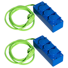 banaco 安全蓋彩色延長線 3孔 藍色, 2m, 2個