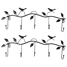 5鉤式室內裝飾壁掛衣架, 黑色, 2個