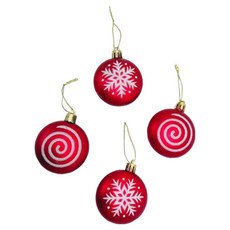 霧面扁球吊飾, 紅色, 1組