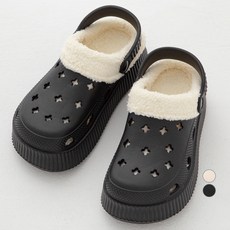 CARET 女款增高EVA保暖毛絨涼鞋, 240, 黑色