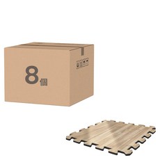 GINII 基尼 日系EVA巧拼木紋地墊 高密度彈性泡綿, 30 x 30 x 8cm, 淺米色, 1組