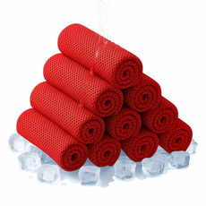 Hensen 網眼戶外涼感運動毛巾, 10個, 紅色