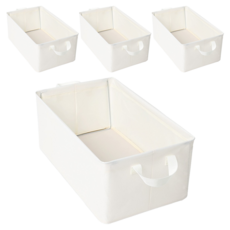 Joeun Living 布製鋼絲開放型收納整理箱 27L, 4個, 米色