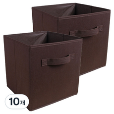 清新可折疊不織布收納盒, 10個, 棕色