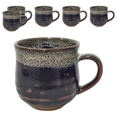 JUST HOME 日本製 陶藝馬克杯 11 x 8 x 8cm 6個, 黑色, 1組