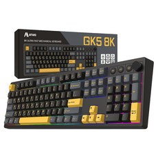 ATWO 全尺寸電競有線鍵盤 Outemu 灰軸, 黑金, GK5 8K, 製造商軸