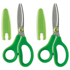 PLUS 普樂士 兒童30度弧線剪刀 綠色 安全圓角設計 舒適握柄, 2支