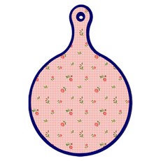 Roem Design Blue Edition 雙面圓形上菜砧板 粉紅花朵格紋, 紫色藝術夾, 1個