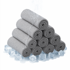 Hensen 網眼戶外涼感運動毛巾, 10個, 灰色