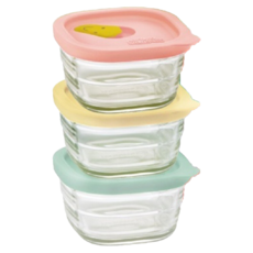 樂扣 微笑矽膠寶寶調理盒 3個, 混合色, 170ml