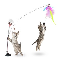 LOWID 貓用彈簧嗅聞多功能固定釣竿, 混合色, 1個