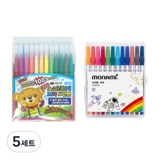 Jihwa Chemical 不易乾簽字筆 24色 + Monami 超級簽字筆 12色組合, 混合顏色, 5套