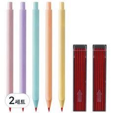 baiku 評分用彩色鉛筆 隨機出貨 5入 + 2.0mm 自動鉛筆筆芯 24入組, 2套