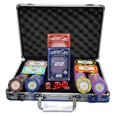 Hoonie Gamble 蒙地卡羅賭場籌碼 200p + 德州撲克專用JJ牌 2p + 方形籌碼隨機出貨 4p + 硬殼手提箱套組, 混色