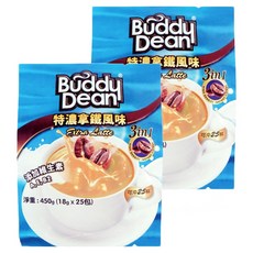 Buddy Dean 巴迪 三合一咖啡 特濃拿鐵風味 添加維生素A E B2, 18g, 25包, 2袋