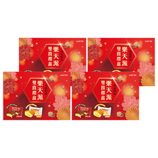 LOTTE 樂天派雙喜禮盒, 新年喜氣設計, 巧克力派+蛋黃派, 適合年節送禮, 巧克力派 + 蛋黃派, 4盒