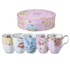 ROYAL ALBERT 100週年下半年馬克杯5人組套裝 + 禮物盒, 混合色, 1套