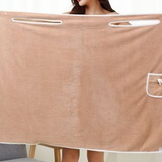 Bomari 絲絨柔軟浴袍毛巾, 1個, 卡其色