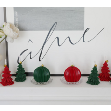 Laea 聖誕球擺飾蠟燭 + 杯墊 + 禮物包裝組, 綠色, 森林微風