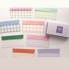 Pinkfoot 格紋橫式信封 8款 各12入, 混色, 1盒