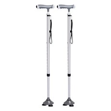 디페이브 클래식 노인 어르신 3발 논슬립 핸들 조명 지팡이 실버, 2개