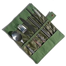 Veramang 便攜式露營餐具棉質收納盒, 單品, 綠色, 1個