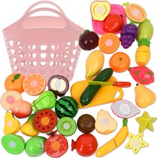 OZ TOY 同樂 水果切切組 + 愛心籃子 扮家家酒玩具組, 混合顏色, 1個