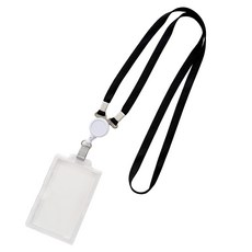 生活智慧 名牌員工證掛繩 + 伸縮扣 + 卡套組, 黑色, 1套