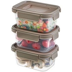 코멧 홈 국내생산 눈금이 있고 겹쳐서 보관하는 편리한 BPA FREE 밀폐용기, 3개, 500ml