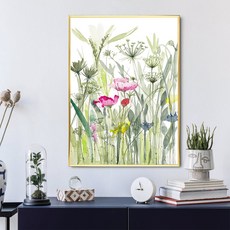 Marvel in Home 室內裝飾花卉水彩畫B海報 + 鋁製畫框, 金色