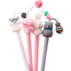 動物造型圓珠筆 0.5mm 4件組, 1套, 倉鼠、豬、兔、貓