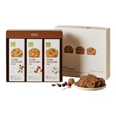 ORGA 韓國產全麥香脆餅乾3種禮盒組 + 購物袋隨機出貨, 綜合莓果 120g + 經典 120g + 無花果 120g, 1套