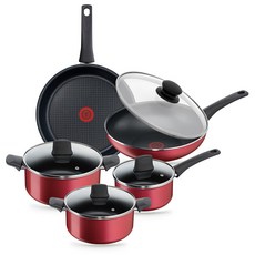 테팔 쏘 제너러스 6종세트 후라이팬28cm + 볶음팬28cm + 28cm유리뚜껑 + 편수18cm + 양수20cm + 양수24cm, 레드, 6종