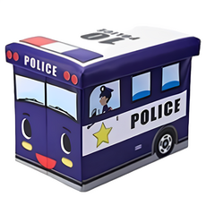 卡通玩具收納箱 多種物品收納, 40 x 25 x 32cm, 藏青色警車, 1個