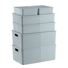 FAmILyLIFE 生活 日式可疊加衣物雜物收納箱6件組 YG-151-6, 冰湖藍, 1組