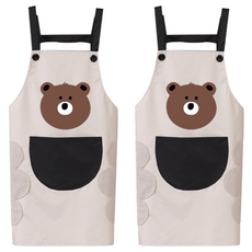 可愛小熊圍裙 附手帕, 黑色 B, 2個