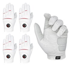 拉佐施 女士用半羊皮巴迪握把矽膠高爾夫手套 左手用 5入, 1套, 白色