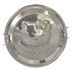 Hello Kitty 凱蒂貓 圓形雙層便當盒 附藍色便當袋 304不鏽鋼材質, 1個