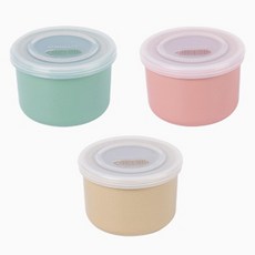 BLUE MAMA 陶瓷副食品分裝盒3件組, 250ml, 粉色+米色+薄荷綠, 1組